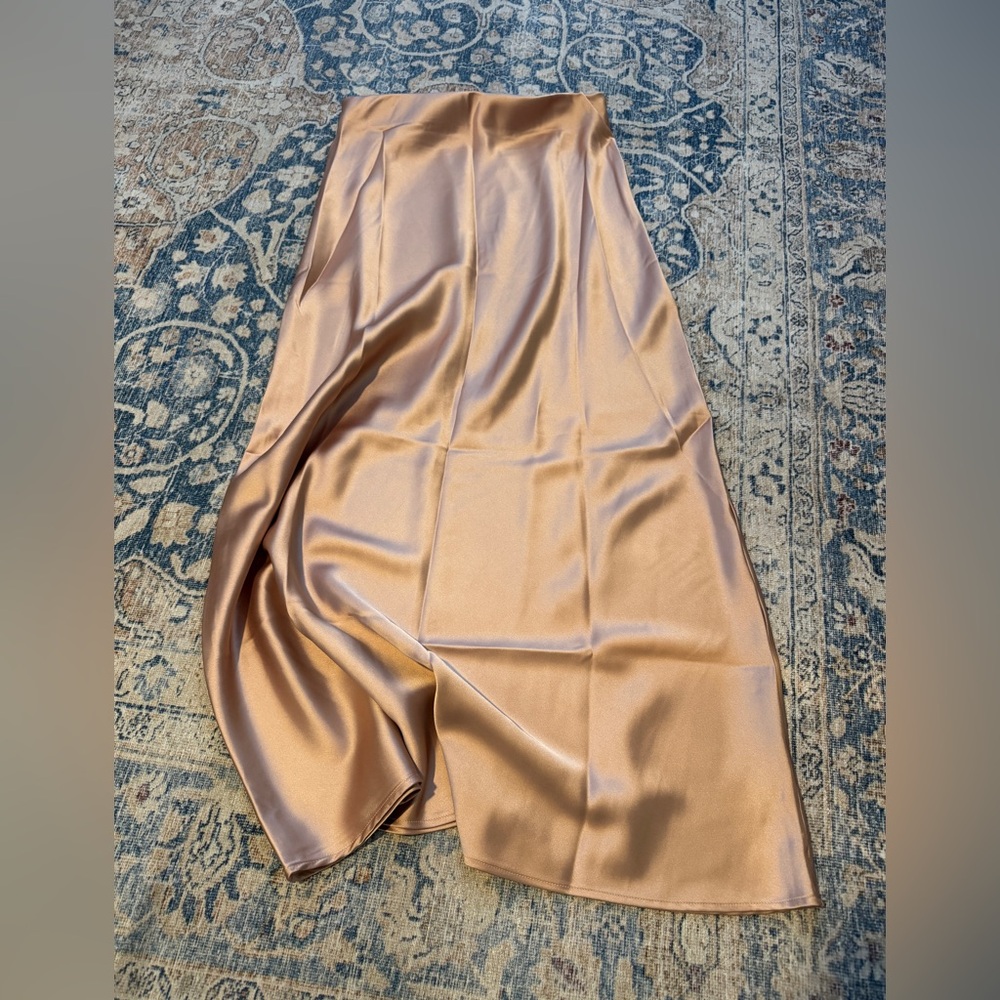 Renee C. Satin Maxi Skirt in Peach